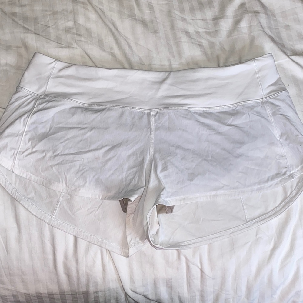 White Lululemon Speed Up Shorts